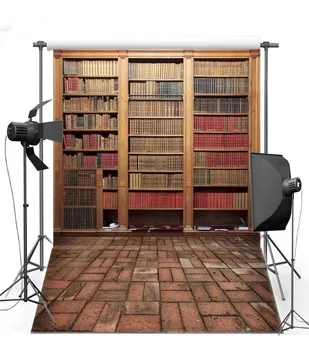 

Bookshelf Bookcase Library Floor backdrops Vinyl cloth High quality Computer printed party Backgrounds