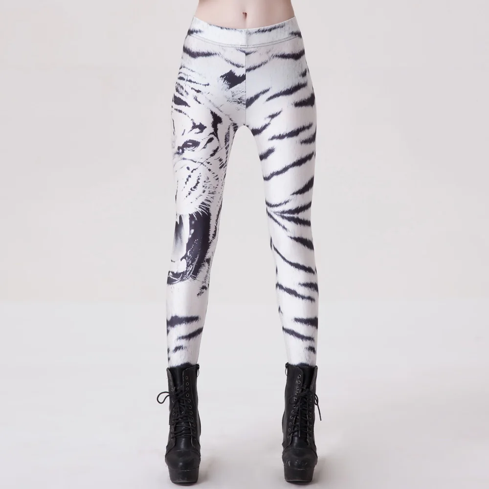 

New 9070 Sexy Girl Workout Pants White Tiger Stripe Beast Unicorn Printed Stretch Fitness Women Leggings Plus Size