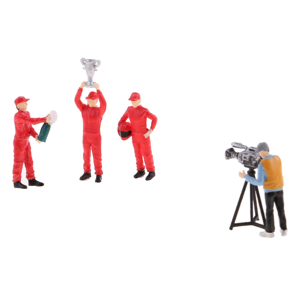 5pcs 1/64 Painted Race Car Driver and Cameraman People Figures Model DIY Accessories