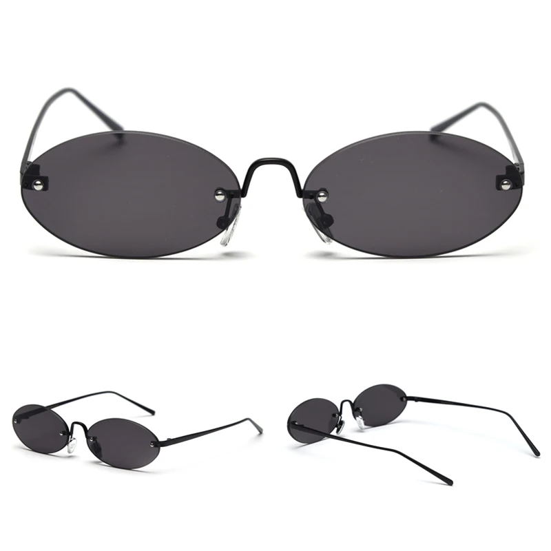Peekaboo черные Ретро Овальные Солнцезащитные очки женские подарочные товары круглые солнцезащитные очки без оправы для мужчин металл uv400 красный коричневый