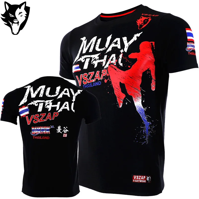 VSZAP Mma футболка с коротким рукавом из Джерси муай тай шорты для спортзала занятий