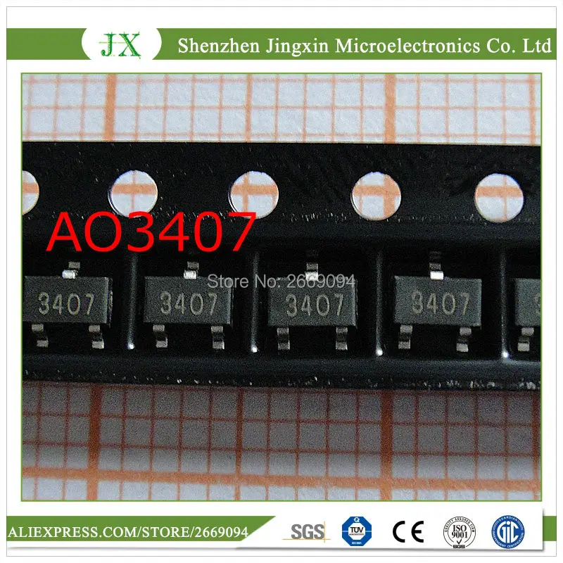 

50 шт., бесплатная доставка, AO3407, 3407 фотоэлементов, MOSFET MOSFT P-Ch -30V -3.6A 64mOhm