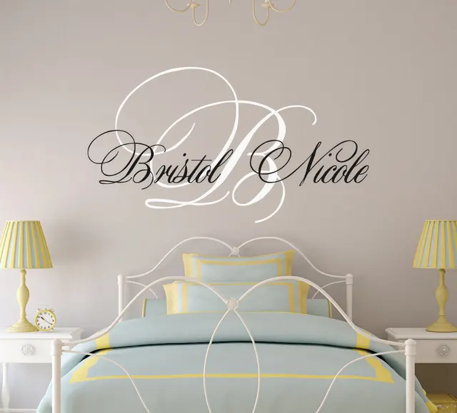 fancy script custom name decals for bedroom waterproof home decor