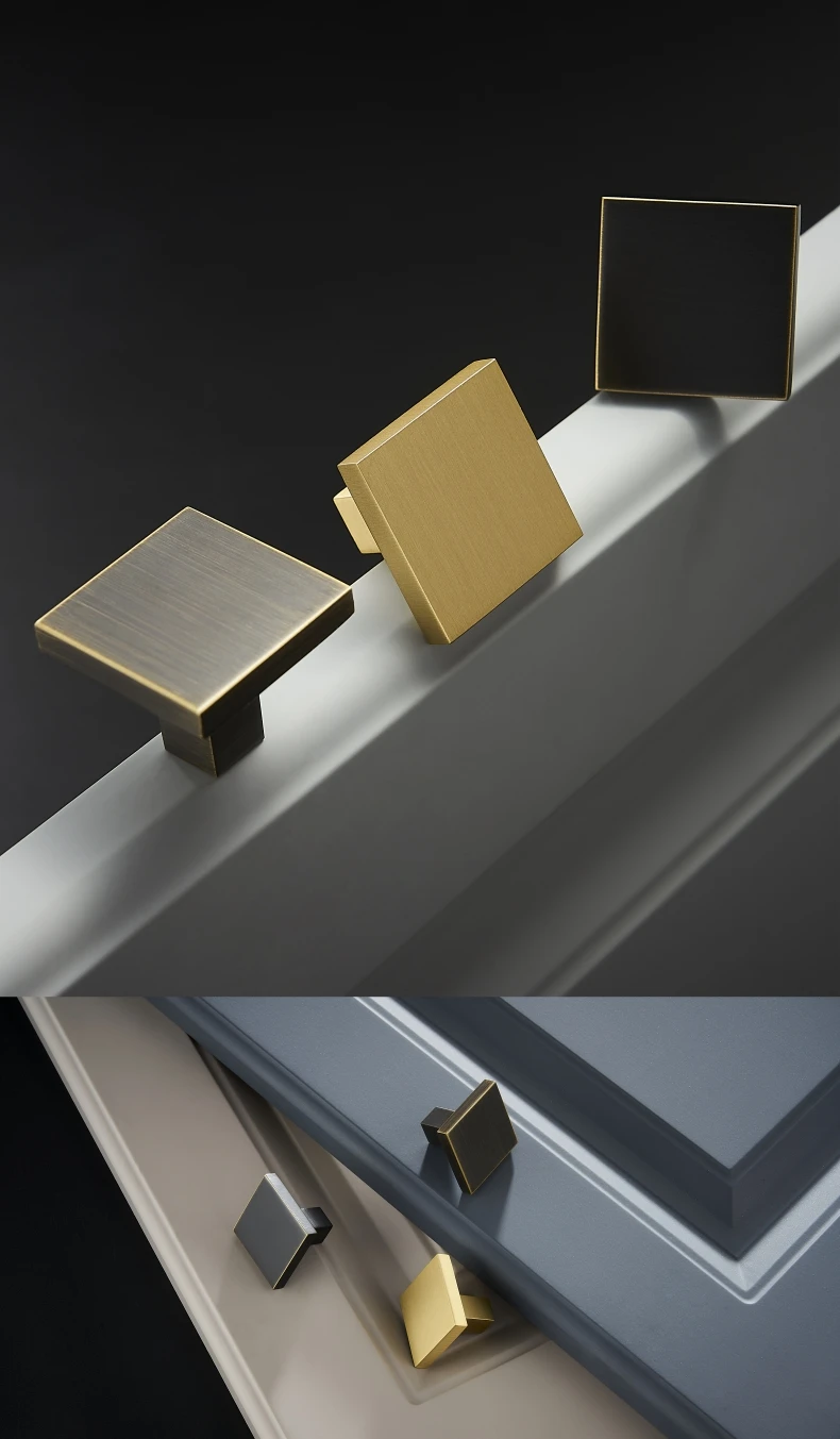Dooroom Brass Furniture Handles Modern Nordic Square Wardrobe Dresser Cupboard Cabinet Door Drawer Shoe Box Pulls Knobs