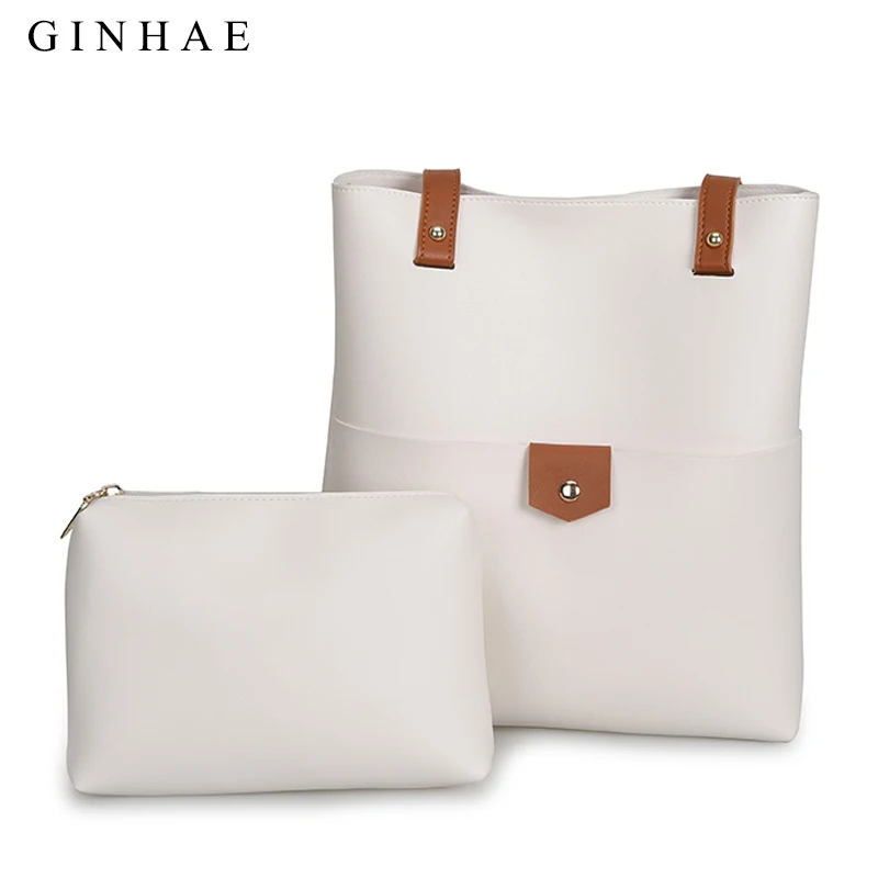 

GINHAE 2018 New Female Shopping Set bag Womens Fashion Pu Leather Handbag Large Capacity Panelled Shoulder Bag Bolsa Feminina