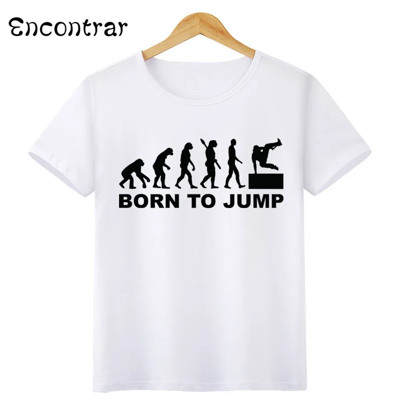 Детская футболка с паркуром, повседневные топы с короткими рукавами для мальчиков и девочек, детская забавная белая футболка, ooo6056