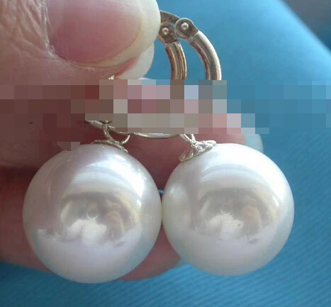 

wb002 Natural 16mm White Round Shell Pearl Earrings 925sc