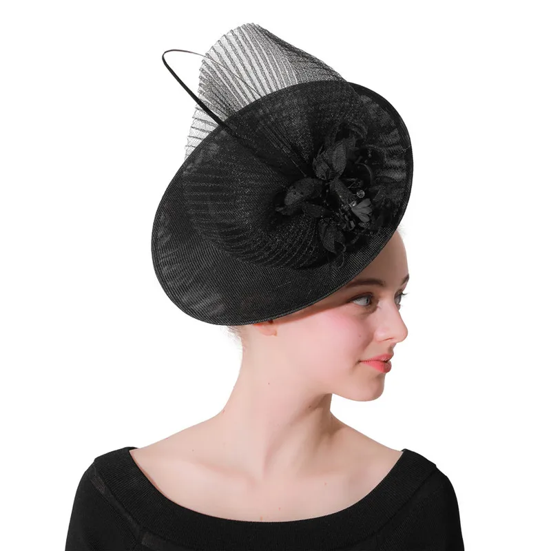 Черная Шляпа Дерби Kentucky millinery Вуалетка для женщин свадебная чайная Коктейльная