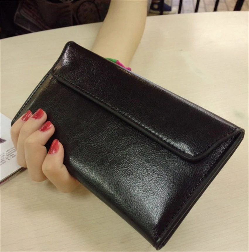

Genuine Leather Women Wallets Credit Card Holders Solid Color Long Style Hasp Women Clutches New Arrival Lady Purses wm0088