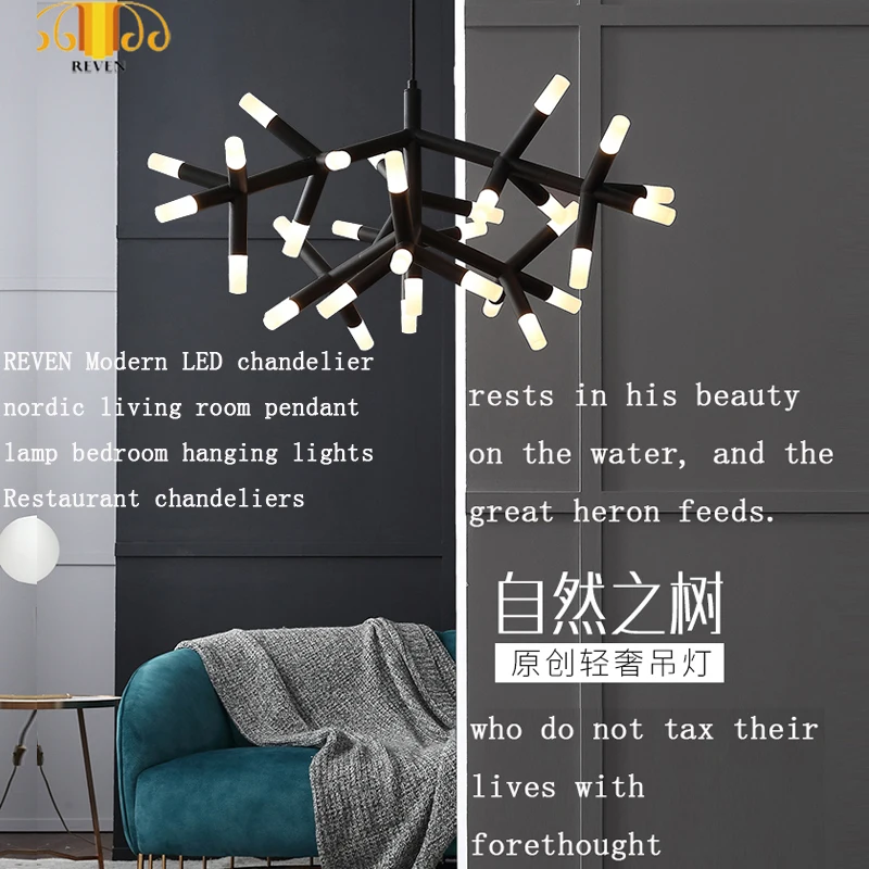 

REVEN Modern LED chandelier nordic living room pendant lamp bedroom hanging lights Restaurant chandeliers