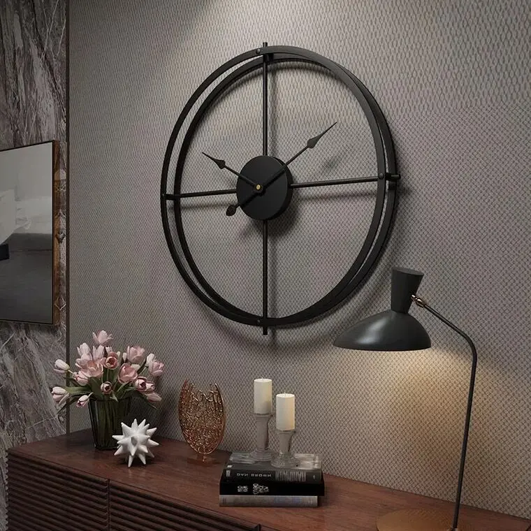 

Unique 40cm wrought iron wall clock simple European style silent iron wall clock modern design home office decoration wall clock
