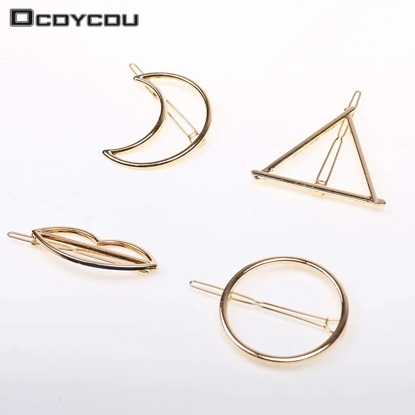 

1PC Hairpins Triangle Moon Hair Pin Jewelry Lip Round Hair Clip For Women Barrettes Hair Accessories