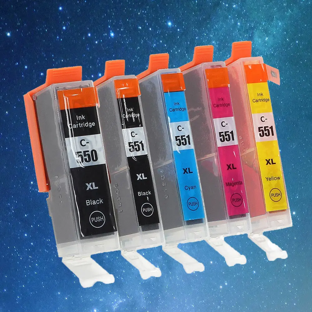 5 шт. чернильный картридж PGI550 CLI551 совместимый для Canon Pixma MG5450 MG5550 MG6350 MG6450 MX725 iP7200 IP7250