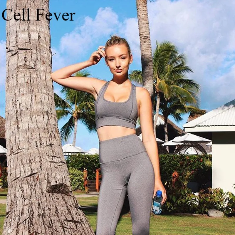 

Women 2 Piece Set Solid Bra And Long Pants Sports Suit Running Gym Fitness Suit Vest Tight Legging Sport Yoga Sets Sportswear