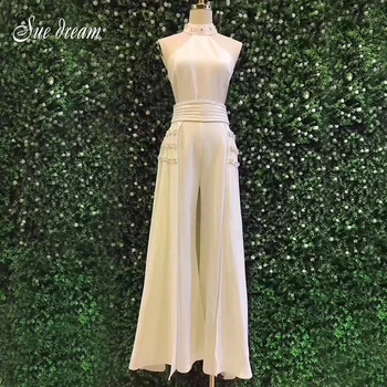 

2019 new fashion sexy summer 2 piece sleeveless ladies beaded elegant hanging neck open back wide leg jumpsuit white black