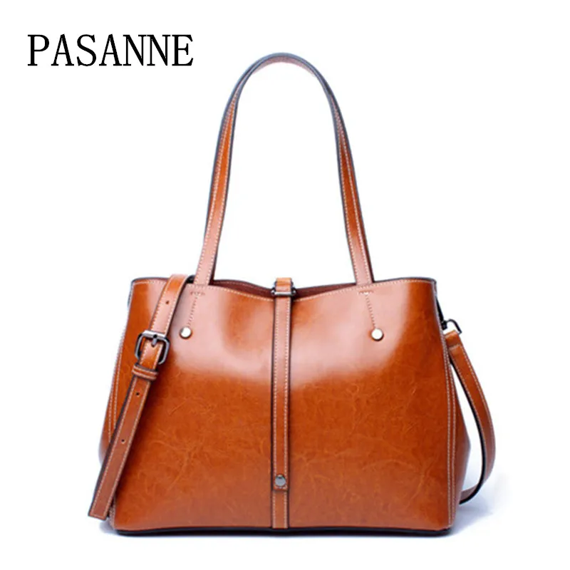 

New Shoulder Bag for Woman Fashion PASANNE Fashion Female Leather Handbags Genuine Leather Girl Lady Handbag Women Bags