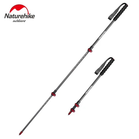 135g de Fibra de Carbono Naturehike Peso Leve Bloqueio Externo Trekking Pole 3 Seção Portátil Escalada Andando Prata Prêmio Vara Mod. 1260373