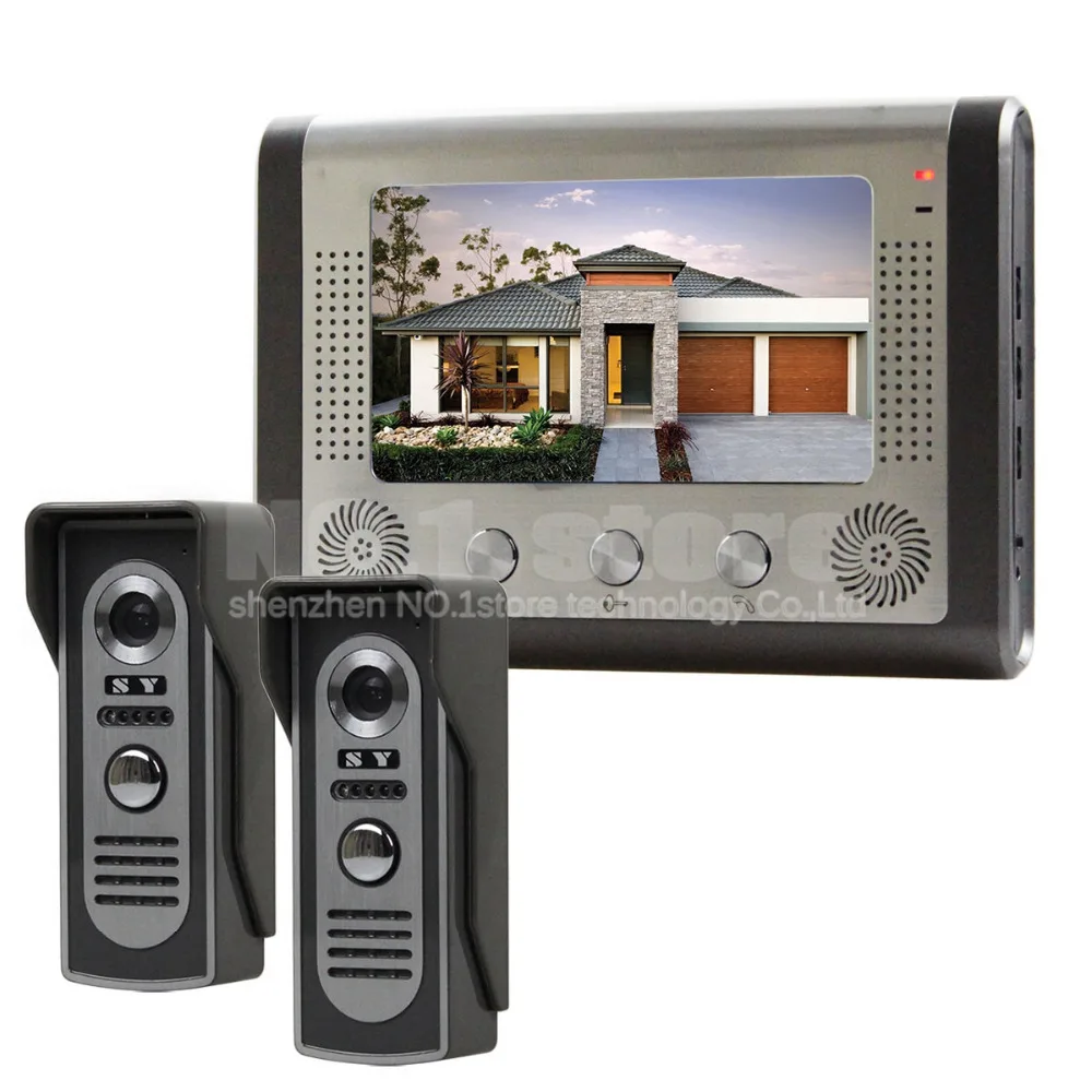 DIY 1 Monitor 2 Cameras Wired Video Door Phone System Home Security