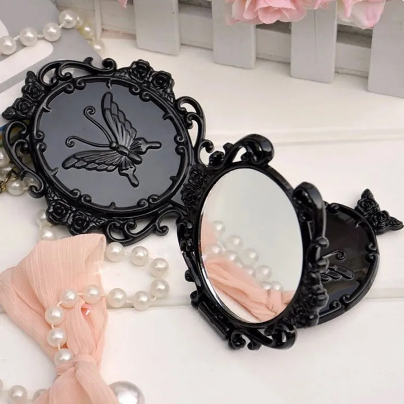 Black-Single-sided-Butterfly-Vintage-mini-pocket-makeup-mirror-cosmetic-compact-mirrors-espelho-de-maquiagem-espejos