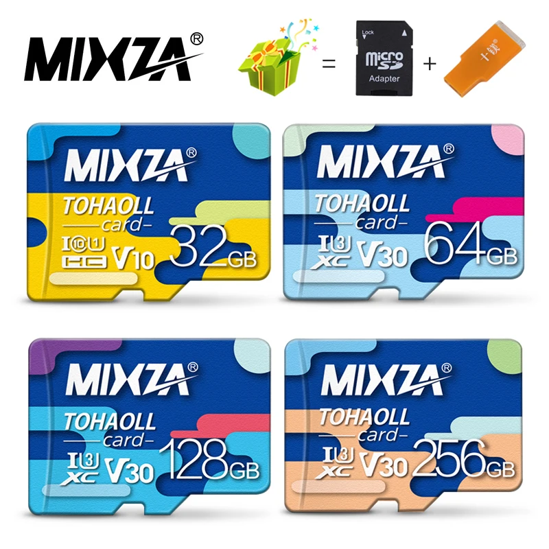 MIXZA карты памяти флешка 256 ГБ 128 ГБ 64 ГБ 32 ГБ Micro sd карты Class10 UHS-1 флэш-карты памяти Microsd TF /sd карты s для смартфонов/планшетов - изображение