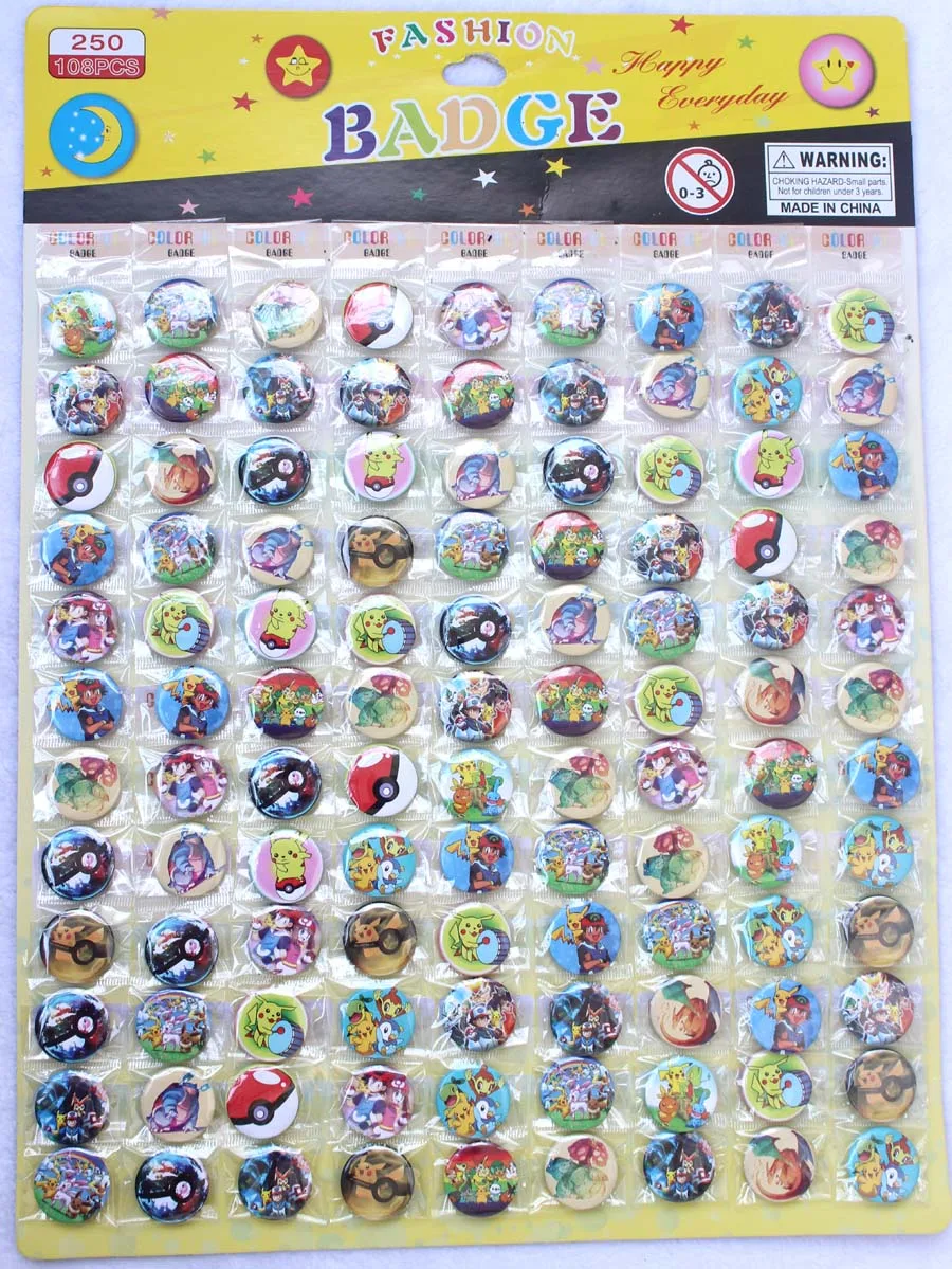 N Hot 108 шт. мультфильм Pokemon логотип 30 мм DIY контактный значок кнопки крышка детали