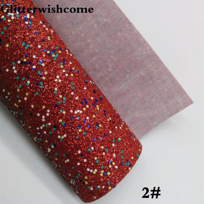 Glitterwishcome 21X29 см A4 размер винил для бантов, плотная блестящая кожа ткань винил для бантов, GM076A подложка имеет клей пятнистый - Цвет: 2