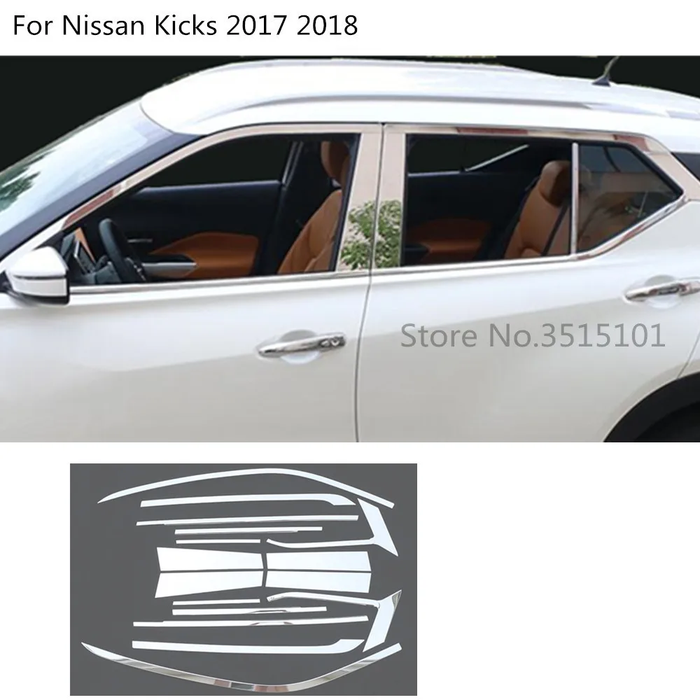 

Car Styling Stainless Steel Glass Window Garnish Pillar Middle Column Trim Hoods 16pcs For Nissan Kicks 2017 2018 2019
