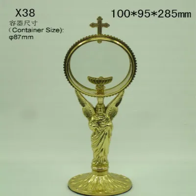 

High quality Copper holy light Catholic supplies monstrance church holy cross angel elegant generous Catholicism Church Memorial