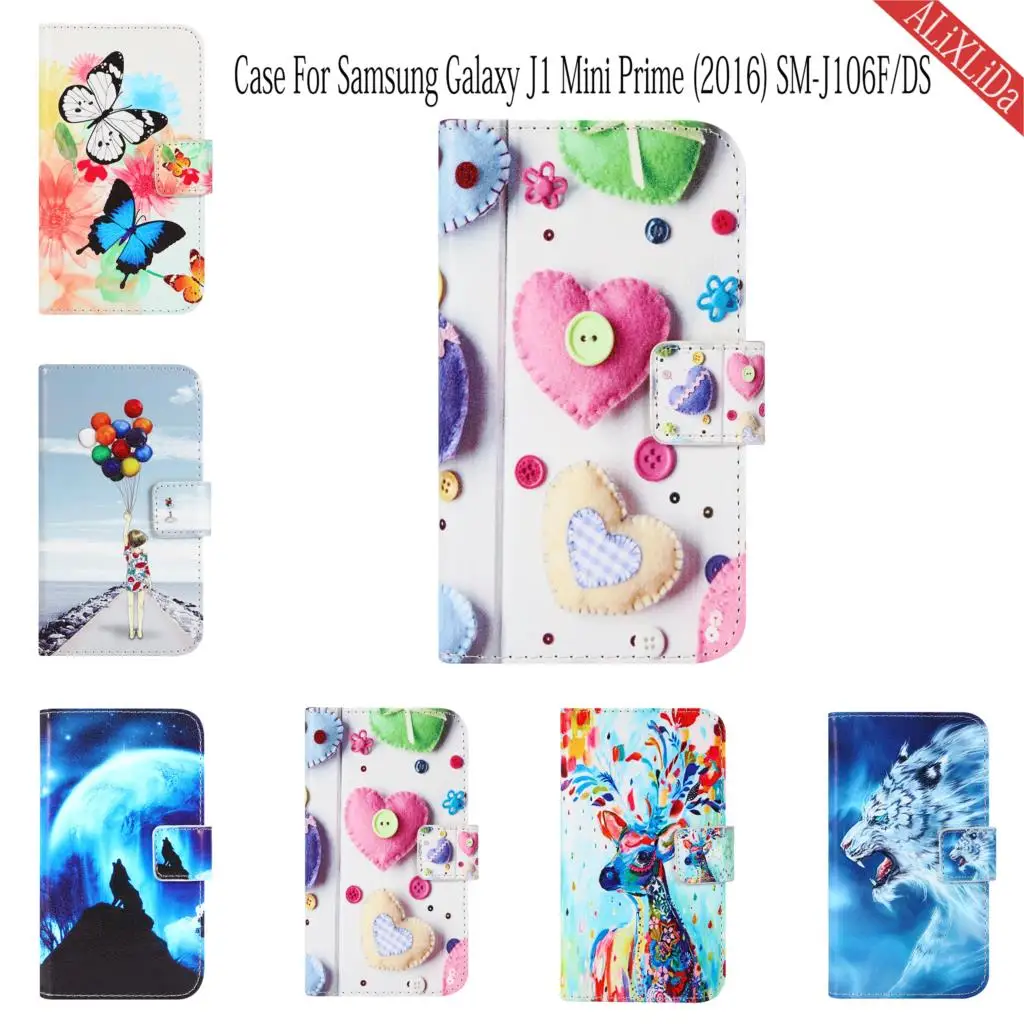 Case For Samsung Galaxy J1 Mini Prime (2016) SM-J106F/DS Fashion Cartoon Pattern High Quality leather protective cover Mobile | Мобильные