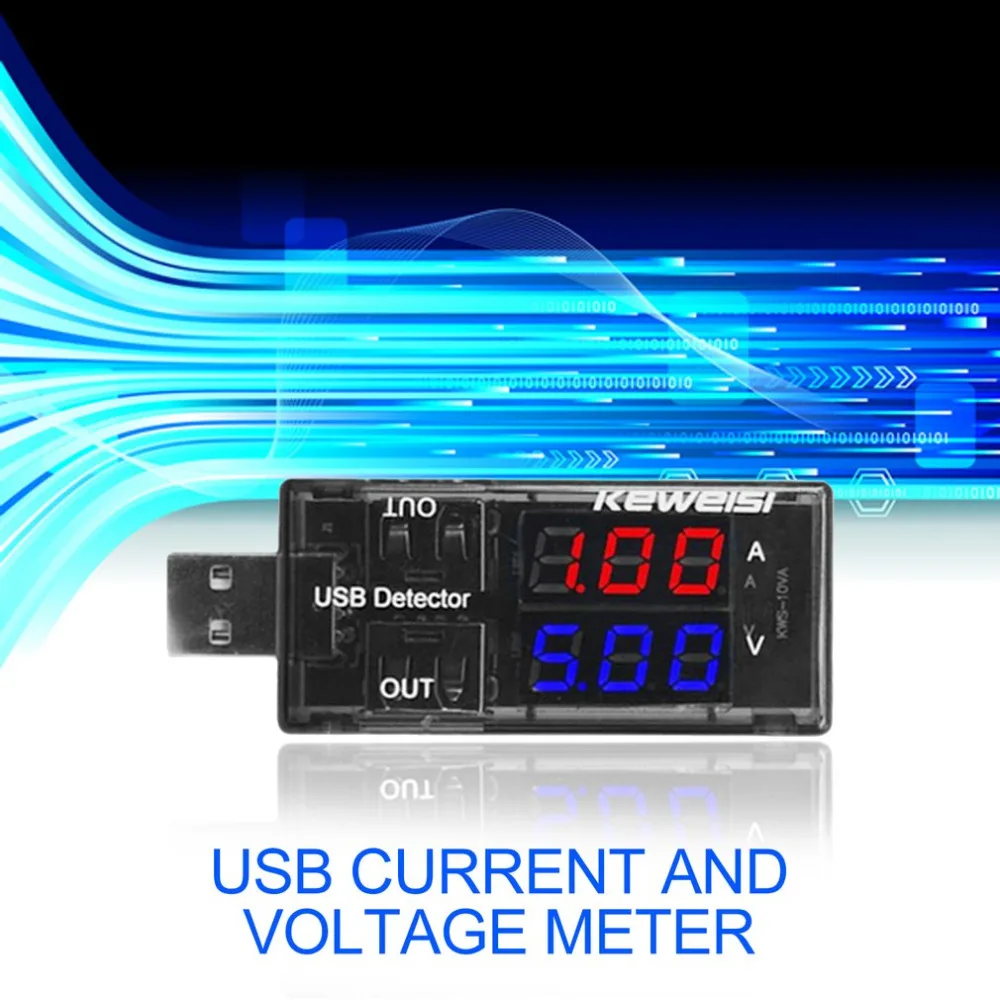 Двойной дисплей USB Тестер DC Цифровой вольтметр Ток Напряжение детектор мощность зарядное устройство индикатор ток измерительный прибор