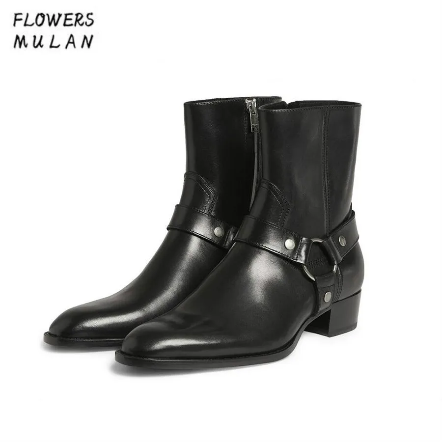 

Vintage Men Chelsea Boots Genuine Leather Suede Rome Style Man Ankle Boots Zipper Male Casual Buckle Shoes Sapato Botas Footwear