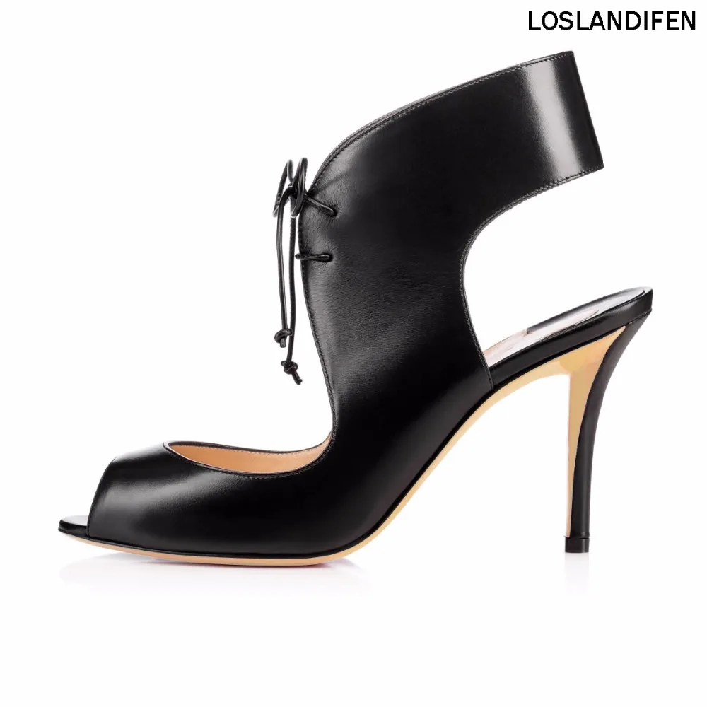

2018 New Arrival Women Ladies Handmade Fashion TOPPNIC 85mm Peep Toe Lace Up Slingback High Heel Pumps Shoes CKE088