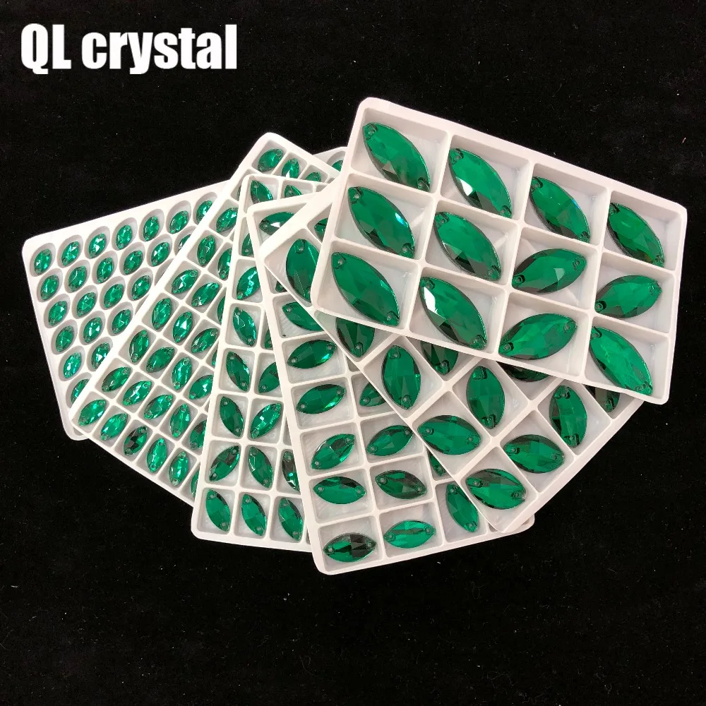 

ALL Size Malachite Green Navette Sew on Crystal Rhinestones Flatback Marquise Sew on stone for Making wedding DIY bags shose