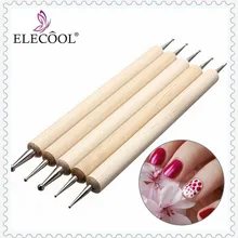 ELECOOL 2 Way 5 шт. Стразы для раскрашивания воска Алмазная ручка деревянная ручка для эмбоссинга инструменты для дизайна ногтей Dotter Puntos Negros