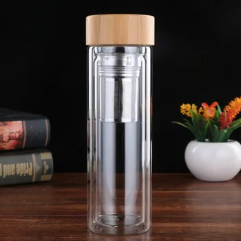 

New Travel Drinkware Portable Double Wall Glass Tea Bottle Tea Infuser Glass Tumbler Stainless Steel Filters The Tea Filter
