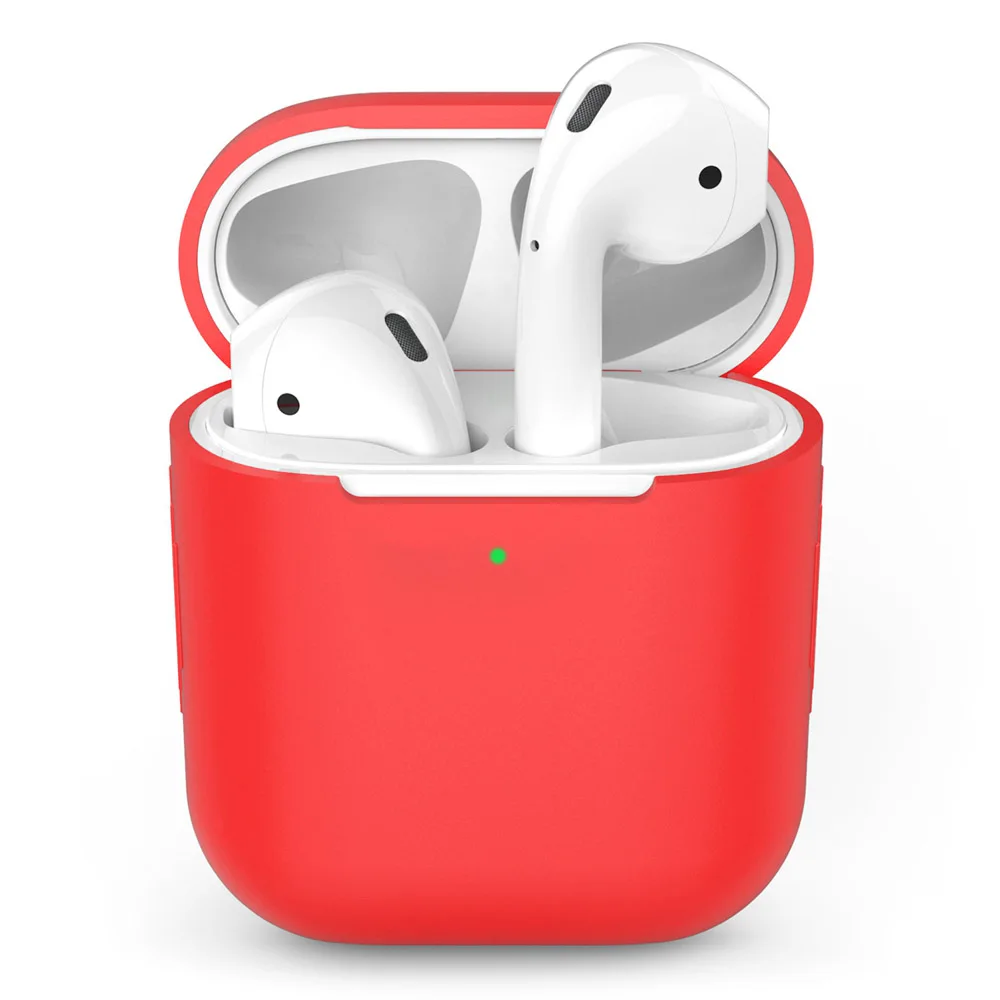 Силиконовый защитный чехол для Apple AirPods, беспроводная Крышка для наушников AirPod 2 1, аксессуары для наушников Air Pods, защитная оболочка - Цвет: Red