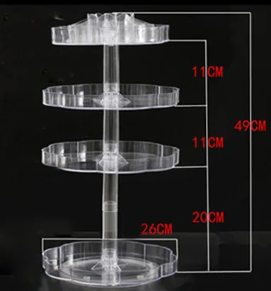 Прозрачный акриловый 3/4 слоев, органайзер для макияжа, полка, вращающаяся на 360 градусов, стойка для хранения косметики, большая емкость, коробка для хранения - Цвет: 4 tiers