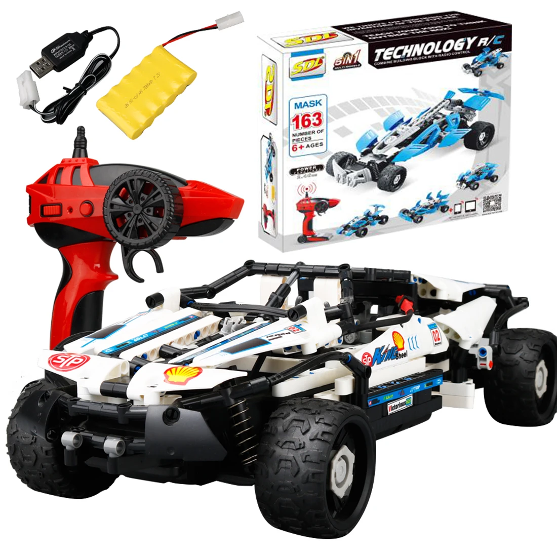 

New Building Block High Speed RC Car Off-road Vehicle Deformation Vehicle Educational Toy - Commander Type White