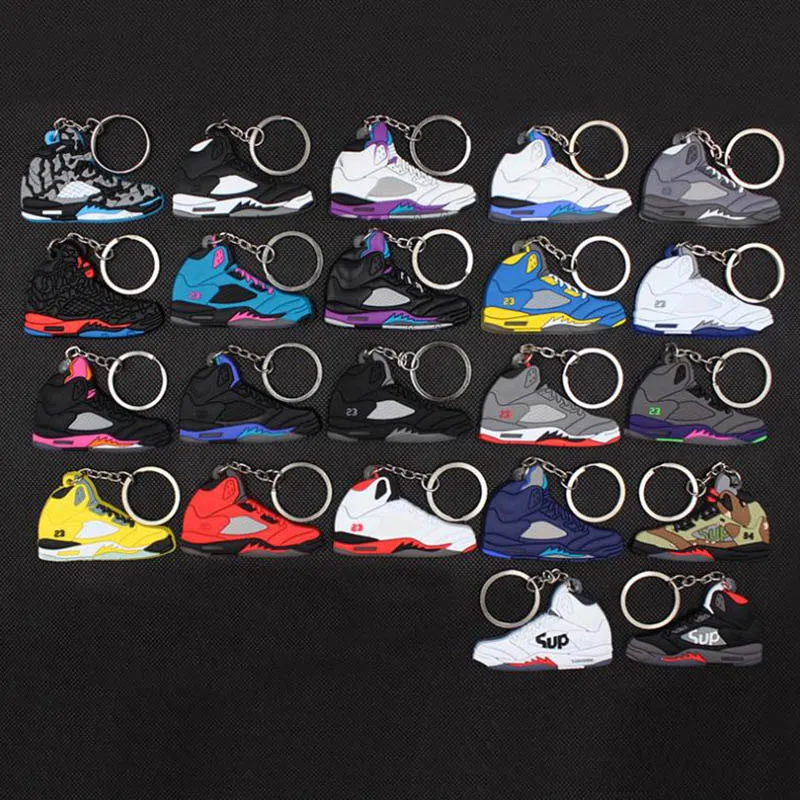 

Mini Silicone Jordan 5 Keychain Woman Men Kids Key Ring Gift Key Holder Bag Charm Accessories Basketball Shoes Key Chain