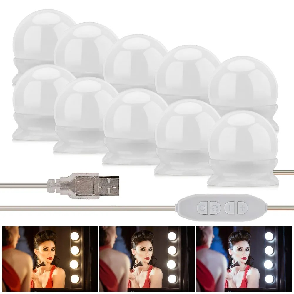 Makeup Mirror Vanity LED Light Bulb Hollywood Dimmable Mirror Light Makeup Vanity Table Set for Dressing Room Without Mirror (2)
