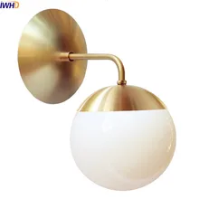 IWHD Nordic Copper Modern LED Wall Lamp Home Indoor Lighting Bathroom Mirror Light Glass Ball Wall Lights Fixtures Arandela