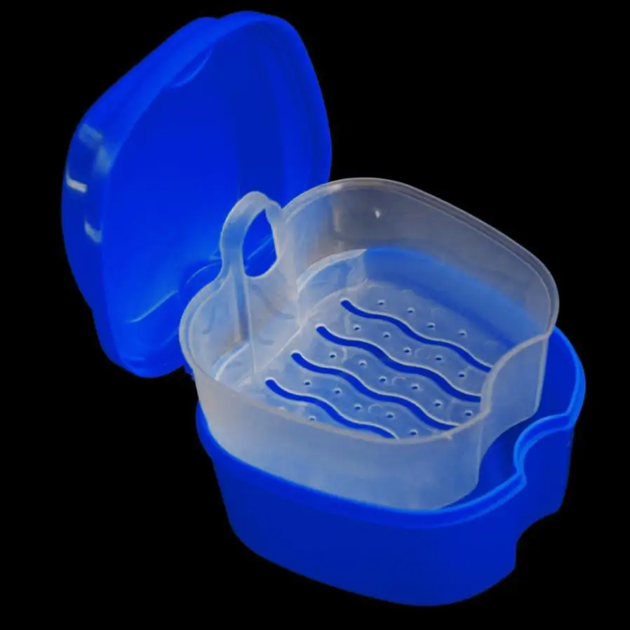 

2018 Denture Bath Box Case Dental False Teeth Storage Box with Hanging Net Container psw0629