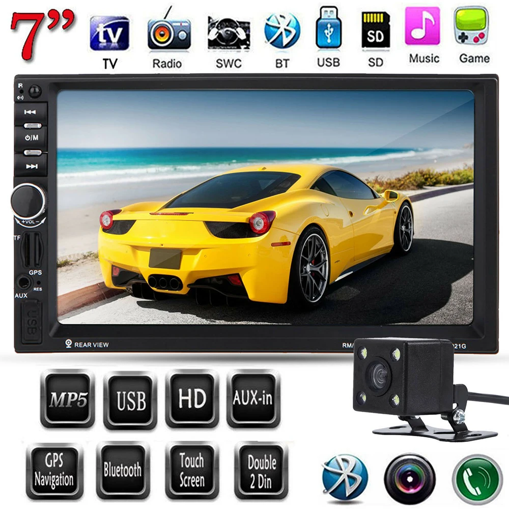Bluetooth 7 дюймов HD 2Din сенсорный в тире Автомобильный MP5 плеер USB TF AUX GPS стерео радио с