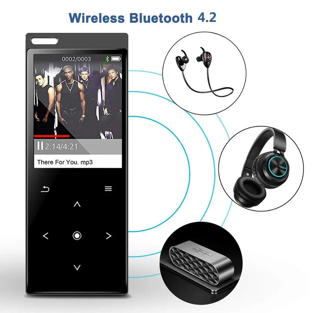 MP3-плеер Bluetooth 4,2 без потерь звук 1,8 дюймов экран металлический корпус музыкальный плеер с FM, рекордер, поддержка sd-карты до 128 ГБ
