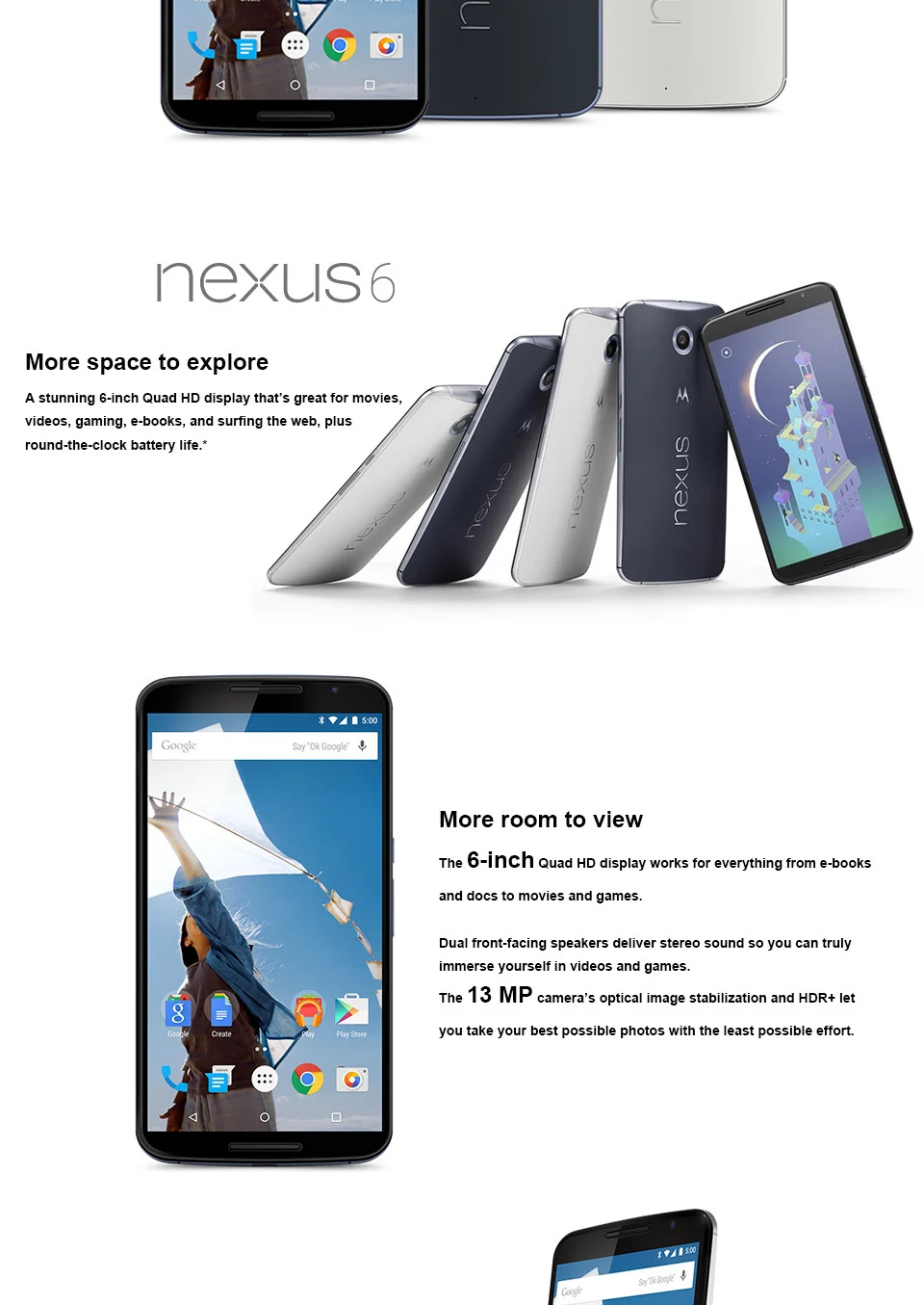Разблокированный Motorola Google Nexus 6 XT1103 XT1100 3 ГБ ОЗУ 32 ГБ/64 Гб ПЗУ Четырехъядерный 4G LTE мобильный телефон 5,96 дюймов 13 МП