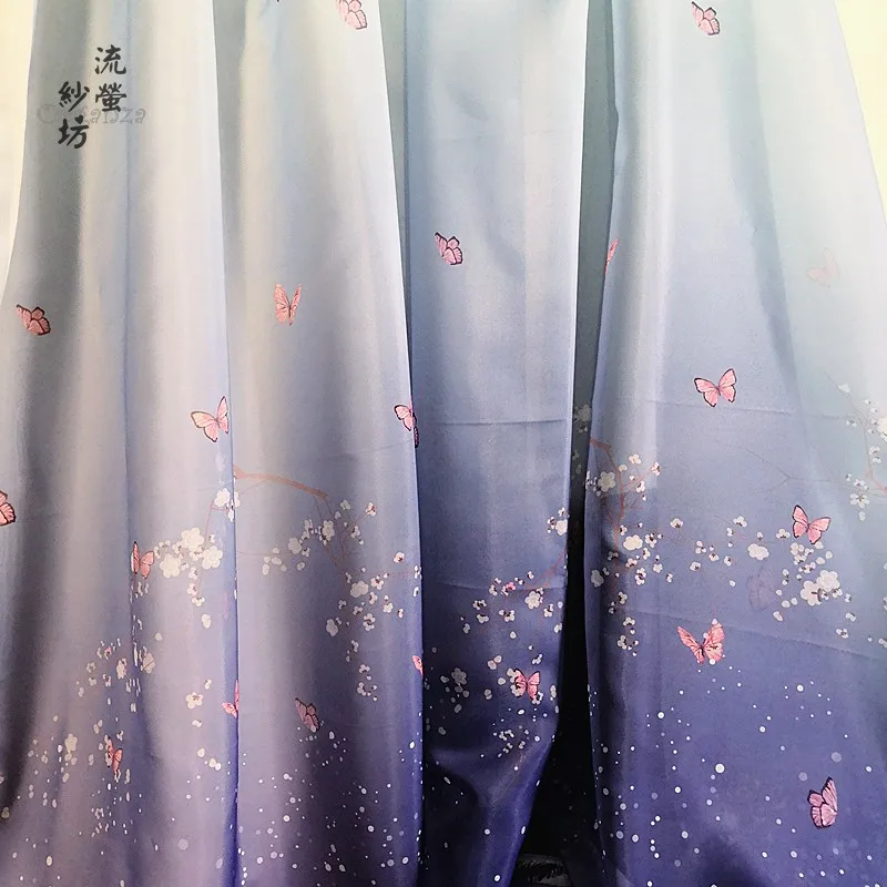 Китайская шелковая шифоновая ткань с принтом снежной бабочки hanfu/lolita/платье для