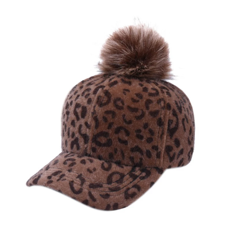 Brand New Baseball Caps 2019 Winter Cap For Women Faux Fur Pompom Ball
