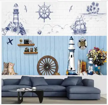 

High Quality Custom 3d wallpaper murals Mediterranean landscapes style ocean sketch tooling TV bedroom background wall decor