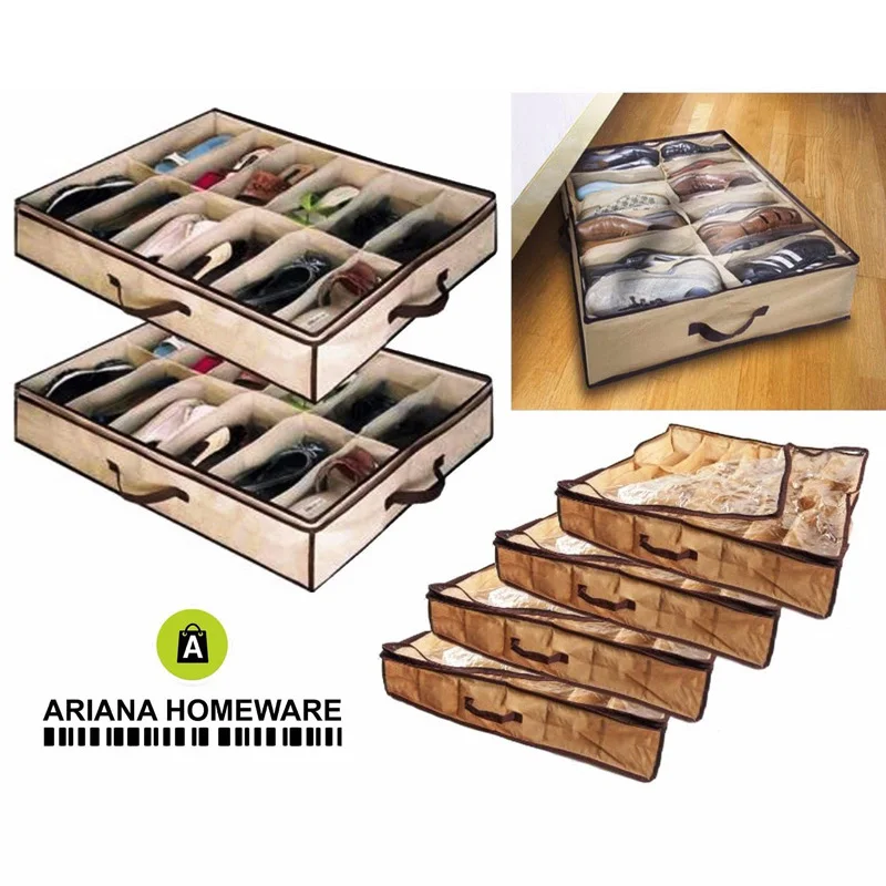

12-grid transparent storage box Dust-proof moisture-proof shoes box Under Bed Shoes Arrangement Box Container Organizer Holder