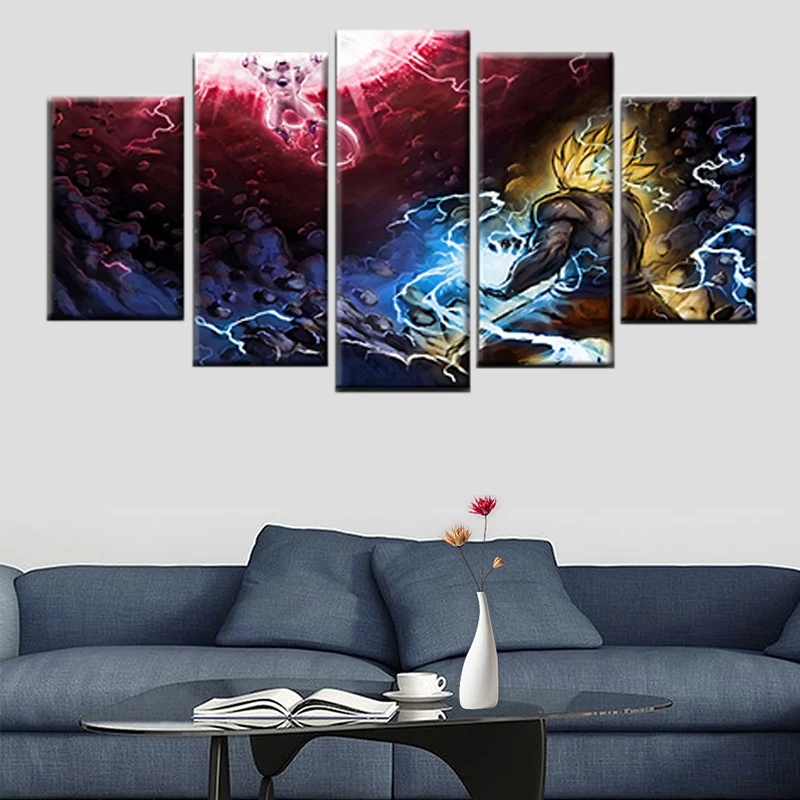 

5 Panel Dragon Ball Animation Modern HD Frame Painting Poster Wall Art Living Room Printing Picture Home Decoration Canvas